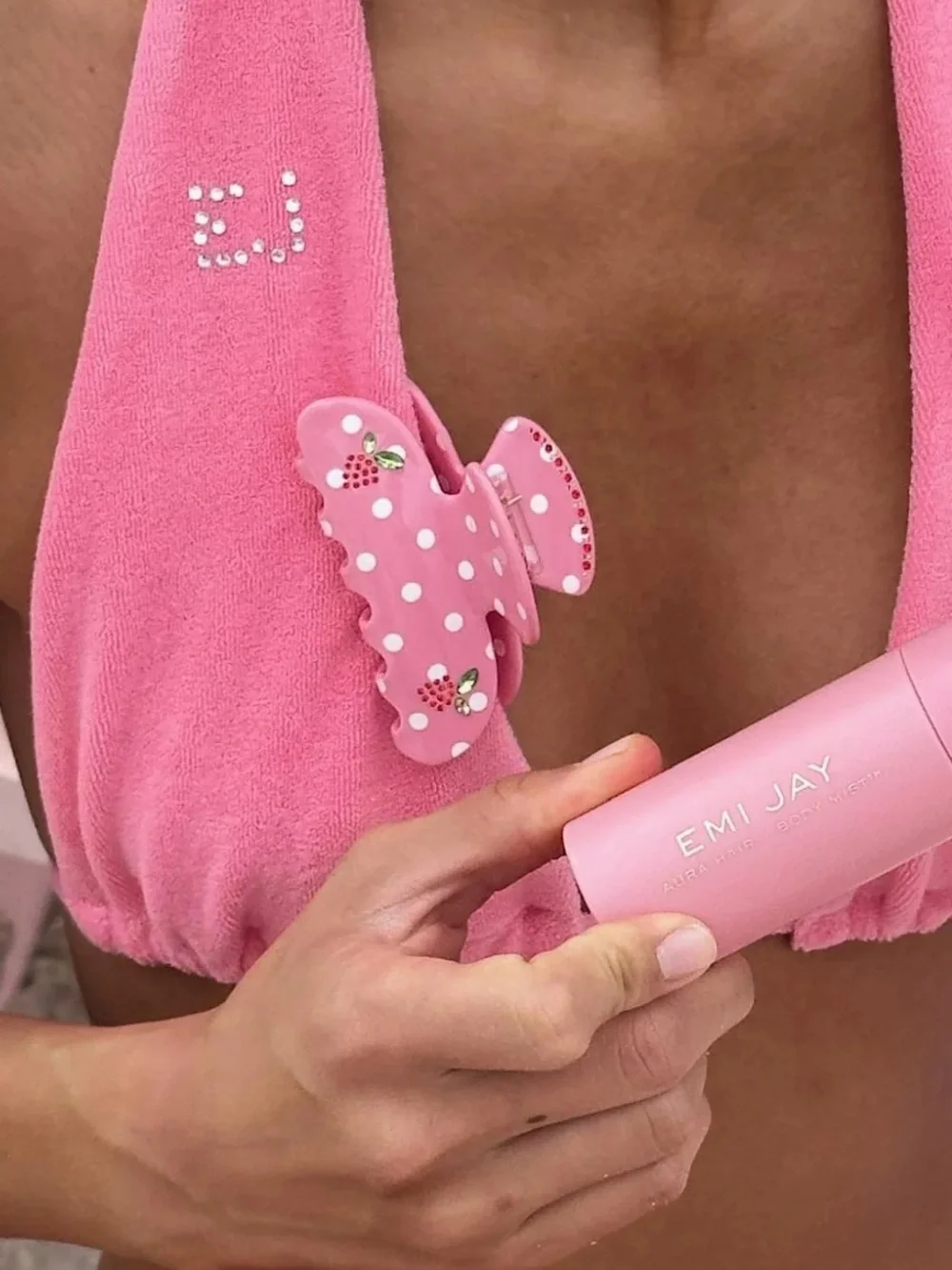 Emi Jay Sweetheart Berry Polka Dot Clip Pink Limited Edition